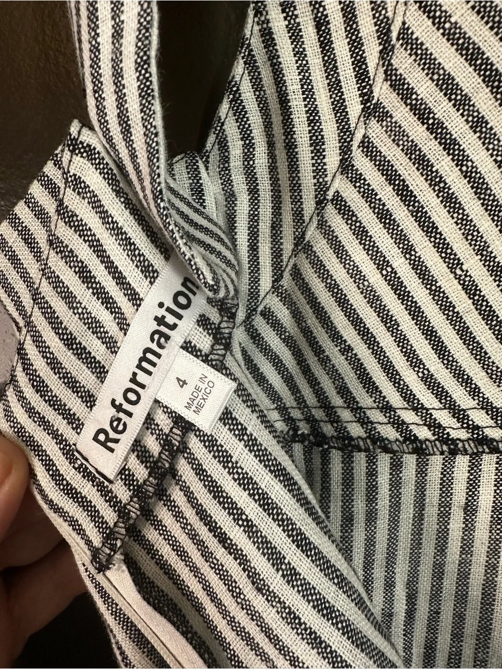 REFORMATION Allira 100% Linen Slim Fit Dress Vineyard Stripe Size 4